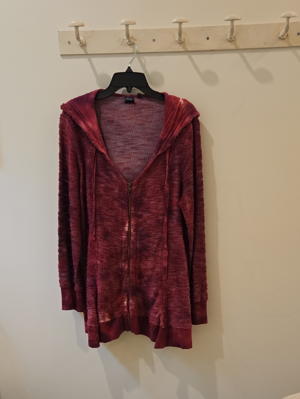 Saks Fifth Avenue Wine Marled Zip-Front Hoodie Cardigan